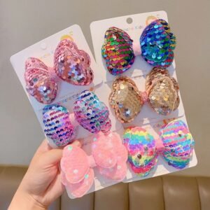 Rainbow Multicolor Sequin Bow Hair Clip
